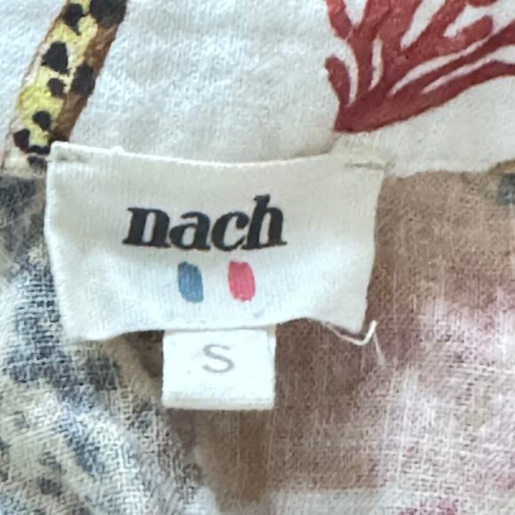 Nach Bijoux Earth Hand Painted Midi Dress Button Front Linen Blend Women's  Sz S - Picture 8 of 14